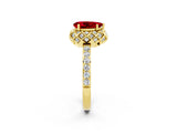 Yellow gold Pear Cut Diamond Solitaire Ring with Shared Prong Pavé Band_2