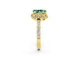 Yellow gold Pear Cut Diamond Solitaire Ring with Shared Prong Pavé Band_2