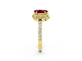 Yellow gold Pear Cut Diamond Solitaire Ring with Shared Prong Pavé Band_2