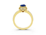 Yellow gold Pear Cut Diamond Solitaire Ring with Shared Prong Pavé Band_3