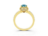Yellow gold Pear Cut Diamond Solitaire Ring with Shared Prong Pavé Band_3