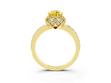 Yellow gold Pear Cut Diamond Solitaire Ring with Shared Prong Pavé Band_3