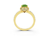 Yellow gold Pear Cut Diamond Solitaire Ring with Shared Prong Pavé Band_3