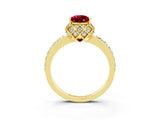 Yellow gold Pear Cut Diamond Solitaire Ring with Shared Prong Pavé Band_3