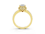 Yellow gold Pear Cut Diamond Solitaire Ring with Shared Prong Pavé Band_3