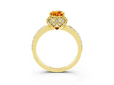 Yellow gold Pear Cut Diamond Solitaire Ring with Shared Prong Pavé Band_3