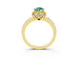 Yellow gold Pear Cut Diamond Solitaire Ring with Shared Prong Pavé Band_3