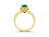 Yellow gold Pear Cut Diamond Solitaire Ring with Shared Prong Pavé Band_3