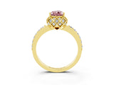 Yellow gold Pear Cut Diamond Solitaire Ring with Shared Prong Pavé Band_3