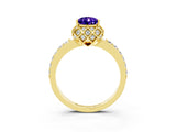 Yellow gold Pear Cut Diamond Solitaire Ring with Shared Prong Pavé Band_3