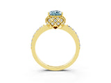 Yellow gold Pear Cut Diamond Solitaire Ring with Shared Prong Pavé Band_3