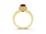 Yellow gold Pear Cut Diamond Solitaire Ring with Shared Prong Pavé Band_3