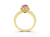 Yellow gold Pear Cut Diamond Solitaire Ring with Shared Prong Pavé Band_3