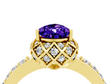 Yellow gold Pear Cut Diamond Solitaire Ring with Shared Prong Pavé Band_4