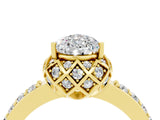 Yellow gold Pear Cut Diamond Solitaire Ring with Shared Prong Pavé Band_4