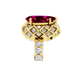 Yellow gold Pear Cut Diamond Solitaire Ring with Shared Prong Pavé Band_5
