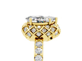 Yellow gold Pear Cut Diamond Solitaire Ring with Shared Prong Pavé Band_5