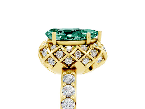 Yellow gold Pear Cut Diamond Solitaire Ring with Shared Prong Pavé Band_5