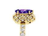 Yellow gold Pear Cut Diamond Solitaire Ring with Shared Prong Pavé Band_5