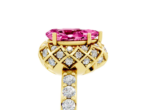 Yellow gold Pear Cut Diamond Solitaire Ring with Shared Prong Pavé Band_5