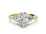 Yellow gold Pear Cut Diamond Solitaire Ring with Side Stones and Four-Prong Setting_46