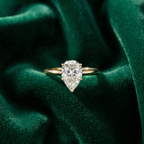 Yellow gold Pear Cut Diamond Solitaire Ring with Six-Prong Setting and Classic Band_17