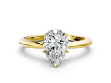 Yellow gold Pear Cut Diamond Solitaire Ring with Six-Prong Setting and Classic Band_287