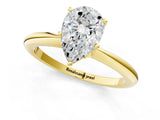 Yellow gold Pear Cut Diamond Solitaire Ring with Six-Prong Setting and Classic Band_288