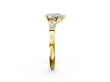 Yellow gold Pear Cut Diamond Solitaire Ring with Tapered Baguette Accents and Six-Prong Setting_76