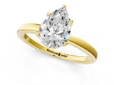 Yellow gold Pear Cut Diamond Solitaire Ring with Thin Band and Prong Setting_13
