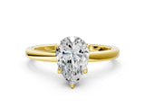 Yellow gold Pear Cut Diamond Solitaire Ring with Thin Band and Prong Setting_24