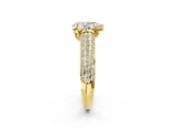Yellow gold Pear Cut Diamond Solitaire Ring with Three-Row Pavé Band and Four-Prong Setting_51
