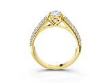 Yellow gold Pear Cut Diamond Solitaire Ring with Three-Row Pavé Band and Four-Prong Setting_52