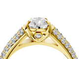 Yellow gold Pear Cut Diamond Solitaire Ring with Three-Row Pavé Band and Four-Prong Setting_53