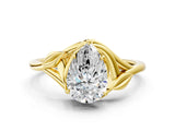 Yellow gold Pear Cut Diamond Solitaire Ring with Twist Band and Four-Prong Setting_76