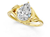 Yellow gold Pear Cut Diamond Solitaire Ring with Twist Band and Four-Prong Setting_77