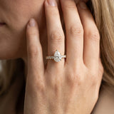 Yellow gold Pear Cut Diamond Solitaire Ring with U-Prong Diamond Band and Four Prong Setting_5