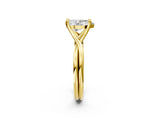 Yellow gold Pear Cut Diamond Solitaire Twist Band Prong Setting Ring_57