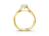 Yellow gold Pear Cut Diamond Solitaire Twist Band Prong Setting Ring_58
