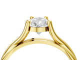 Yellow gold Pear Cut Diamond Solitaire Twist Band Prong Setting Ring_59