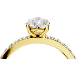 Yellow gold Pear Cut Diamond Solitaire with Pave Band and Four-Prong Setting 4