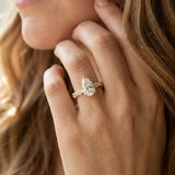 Yellow gold Pear Cut Diamond Solitaire with Side Stones, Pave Band, Four-Prong Setting_467