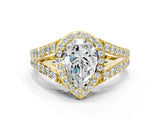 Yellow gold Pear Cut Diamond Split Shank Halo Ring with Four-Prong Setting_69