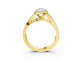 Yellow gold Pear Cut Diamond Split Shank Halo Ring with Four-Prong Setting_72