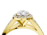 Yellow gold Pear Cut Diamond Split Shank Halo Ring with Four-Prong Setting_73
