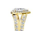 Yellow gold Pear Cut Diamond Split Shank Halo Ring with Four-Prong Setting_74