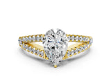 Yellow gold Pear Cut Diamond Split Shank Pavé Engagement Ring with Four-Prong Setting_65