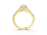 Yellow gold Pear Cut Diamond Split Shank Pavé Engagement Ring with Four-Prong Setting_68