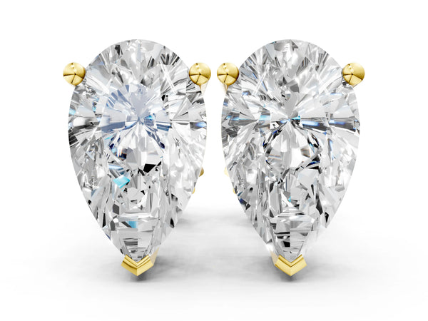 Yellow gold Pear Cut Diamond Stud Earrings