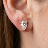 Yellow gold Pear Cut Diamond Stud Earrings_112